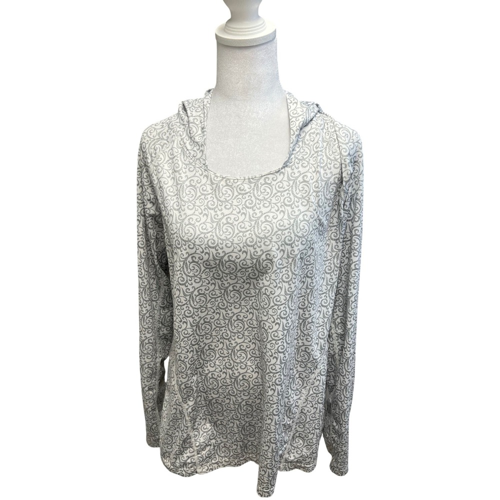 REI Sahara Sun Hoodie Sz L Grey Long Sleeve Mesh Back Hiking Athletic SPF